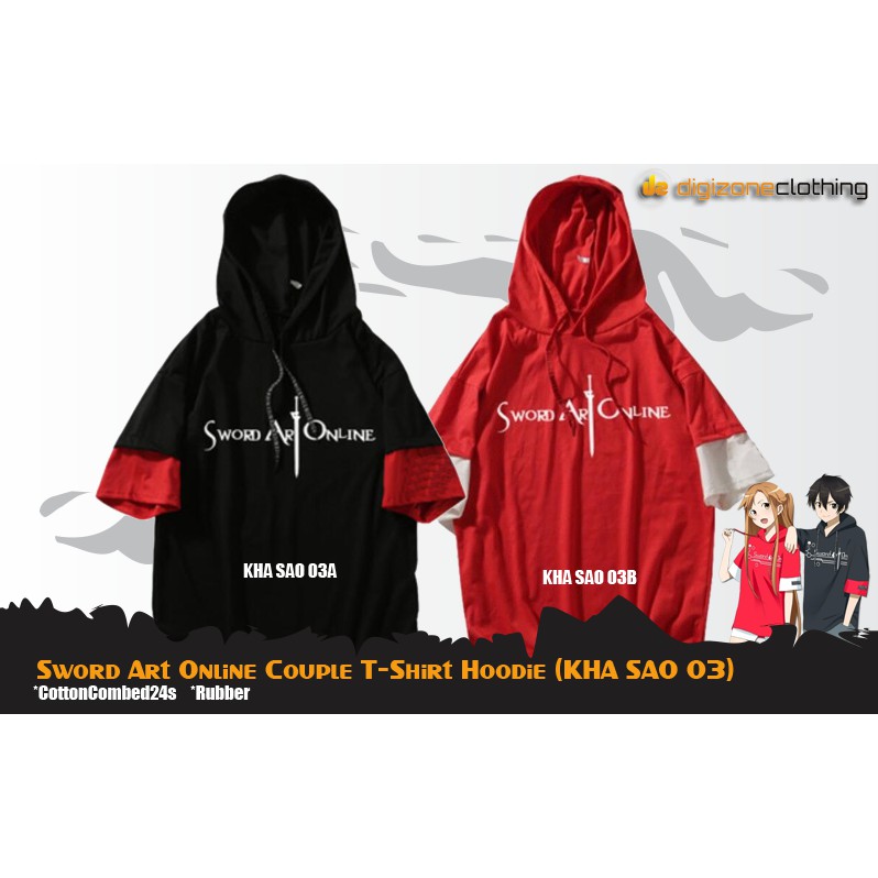 Hitam MERAH เสื้อยืด Hoodie Anime Sword Art Online Couple Black Red - KHA SAO 03