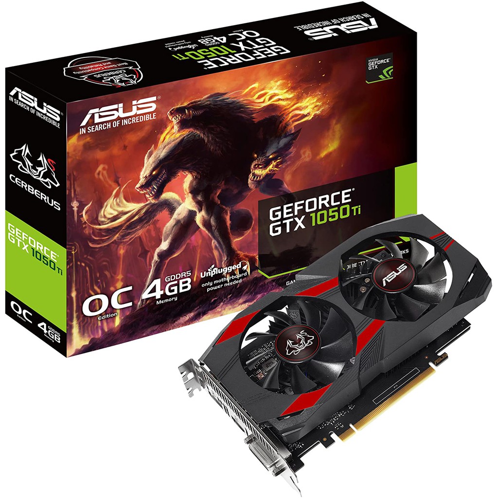 ASUS Cerberus GeForce GTX 1050 Ti 4GB OC Edition GDDR5 Gaming Graphics Card (Cerberus-GTX1050Ti-O4G)