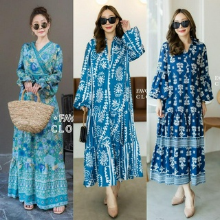 Favorite clothing Maxidress พิมพ์ลาย​ สไตล์โบฮีเมียน แขนยาวพองทรงบอลลูน CARDIGAN_NISTA