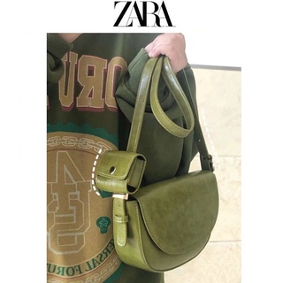 Zara กระเป๋าสะพายไหล่ หนังแว็กซ์ เข้ากับทุกการแต่งกาย สไตล์เรโทร สําหรับผู้หญิง