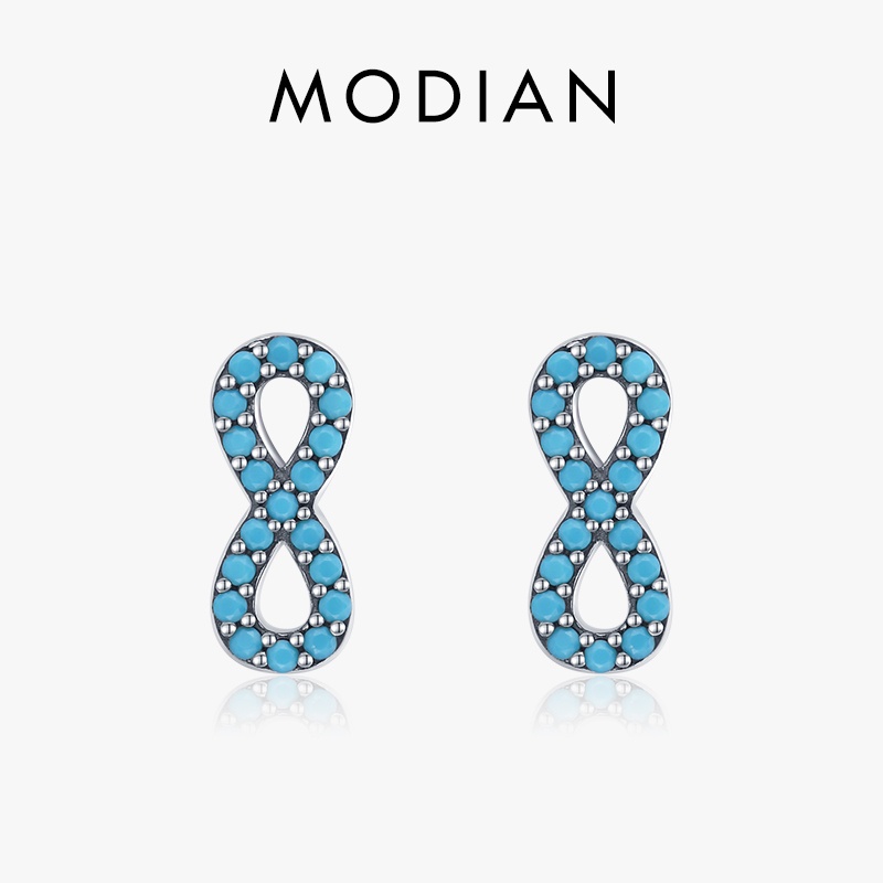 Modian ต่างหูสตั๊ด เงินสเตอร์ลิง 925 ประดับเทอร์ควอยซ์ธรรมชาติ ของขวัญวันวาเลนไทน์ สําหรับผู้หญิง