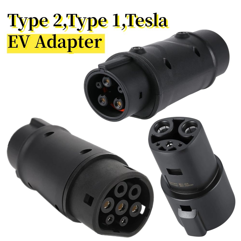 Tesla อุปกรณ์เสริมElectric Vehicle Charging Connector Tye 2 to Tye 1 J1772 EV Adater Tye 1 to Tye 2 