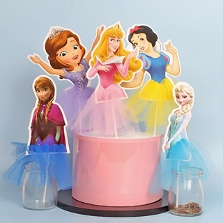 Disney net yarn princess birthday cake top hat อุปกรณ์ตกแต่งเค้ก