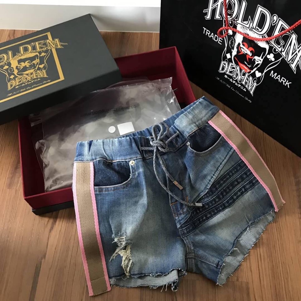 Holdemdenim/Holdem Pink track Girls denim shorts กางเกงยีนส์ขาสั้น ...