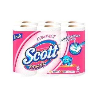 Scott Compact Towels สก็อตต์ คอมแพค โทเวล กระดาษอเนกประสงค์ แพ็คละ 6 ม้วน หนา 2ชั้น/ ทิชชู่