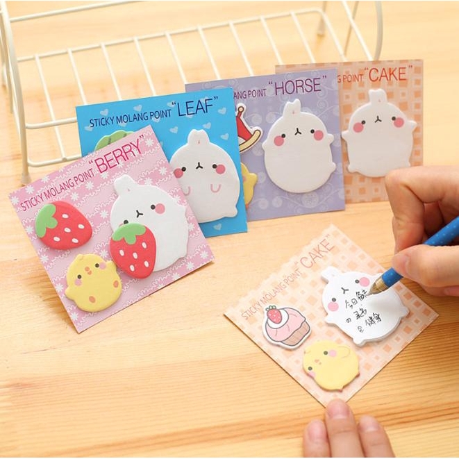 กระดาษบันทึก Molang กับสิ่งของ ✔️พร้อมส่ง (🎲สุ่มลาย) Ohwowshop