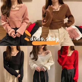 DODO*สินค้ามาใหม่พร้อมส่ง*เสื้อแขนยาวมีซับในชุดต่อกันทรงสวยหรูสไตล์คุณผู้หญิง（3010）