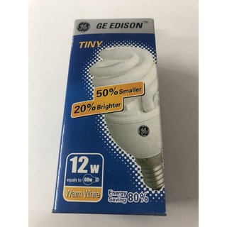 GE EDISON TINY หลอดประหยัดไฟ 12W หลอดเกลียว ขั้วหลอด E14 แสงเหลือง