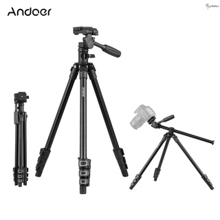 Andoer Q160Ha อุปกรณ์ขาตั้งกล้องวิดีโอแบบมืออาชีพพร้อมหัวกล้อง 3-Way และหัวเอียงสําหรับกล้อง Dslr