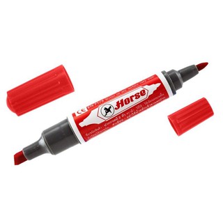 ปากกาเคมี 2หัว ตราม้า สีแดง