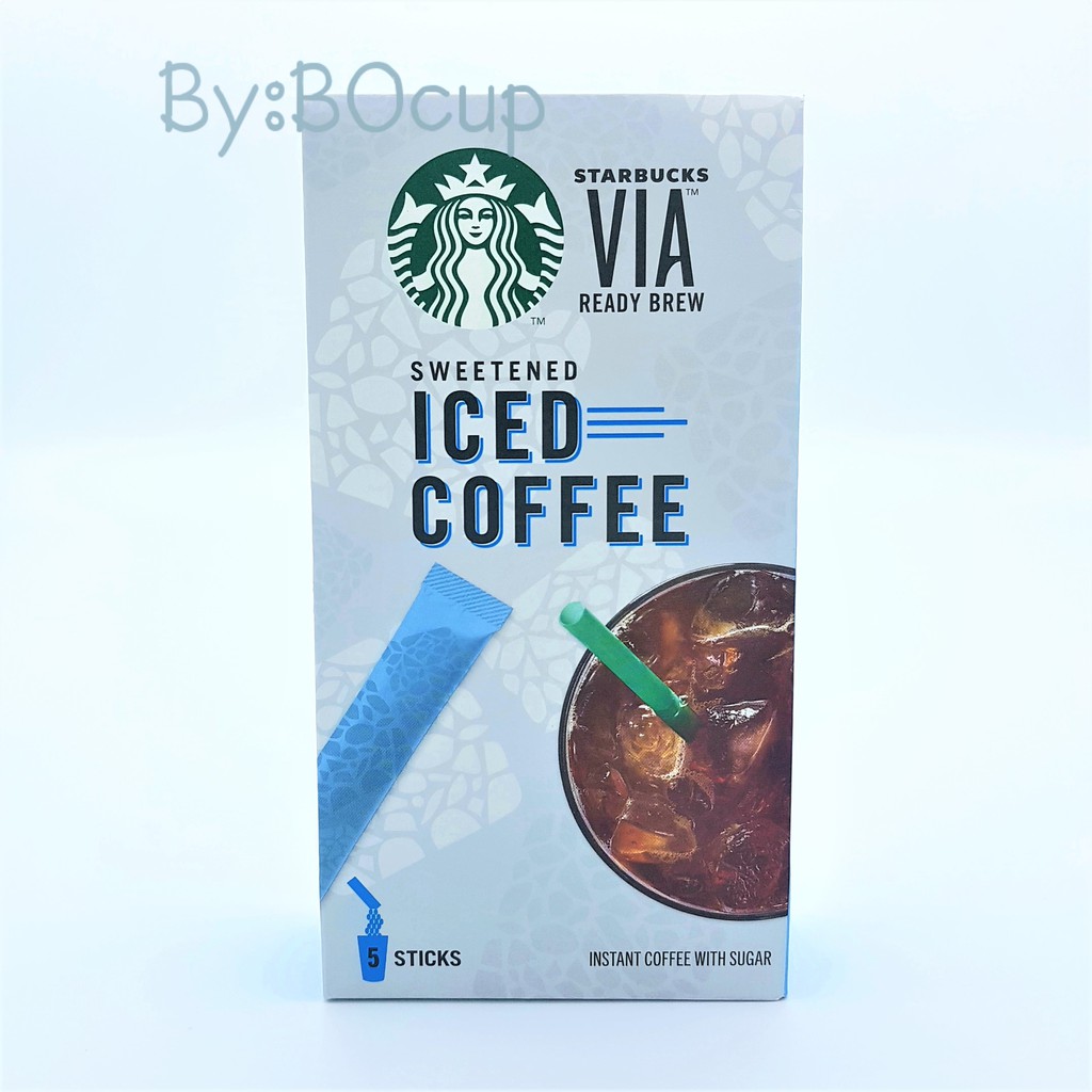 สตาร์บัคส์ กาแฟเย็นสำเร็จรูป ตราเวีย แพค5ซอง BBF 11Oct2022 Sweetened Iced Coffee Starbucks VIA Ready Brew 5 Sticks