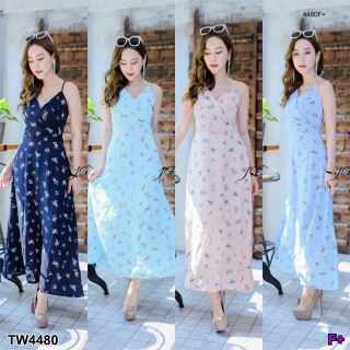 Maxi Dress เดรสสายเดี่ยวไขว้หลัง กระโปรงแหวกข้างเซ็กซี่ฝุดๆ