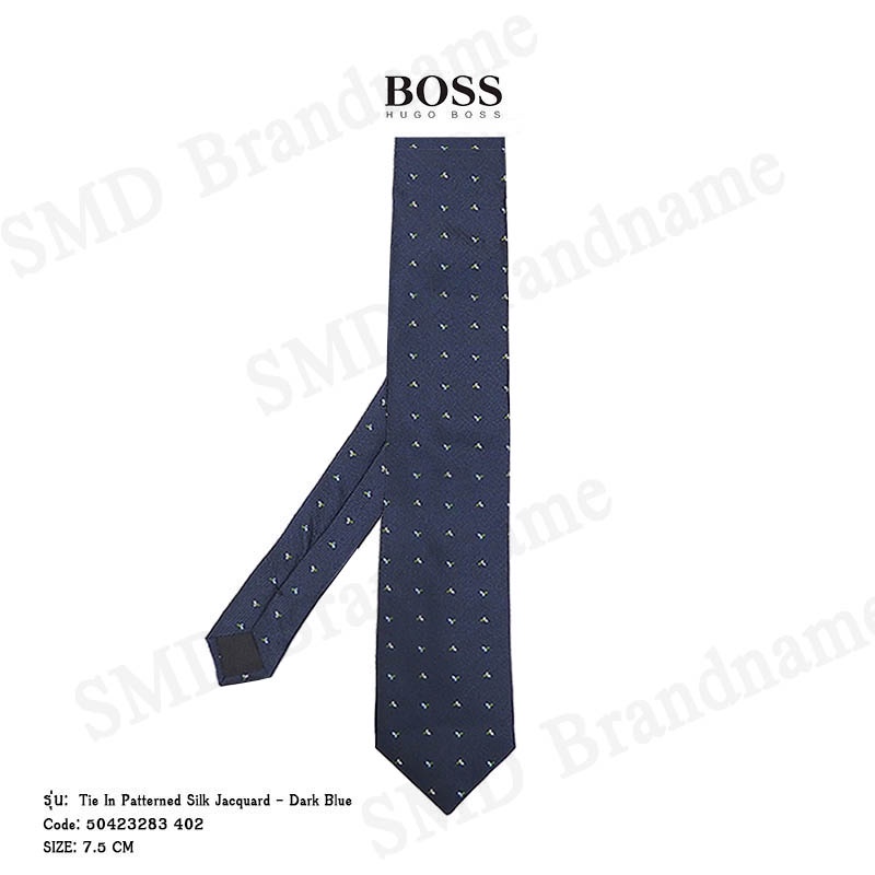 HUGO BOSS เนคไทผู้ชาย รุ่น Tie In Patterned Silk Jacquard - Dark Blue Code: 50423283 402