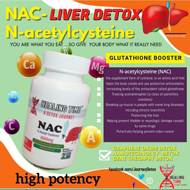 NAC N-acetylcysteine  600mg - 60 veg cap- cysteine -antioxidant -anti bacterial-anti parasite- graph