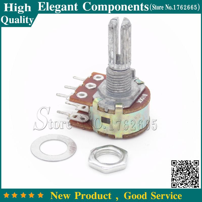 5PCS Dual Stereo Potentiometer WH148 B100K 100K Ohm 6Pin Handle length 15MM