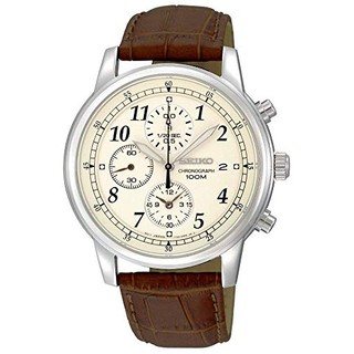 Seiko Watch Chronograph นาฬิกาข้อมือ Leather Strap Mens SNDC31P1 - White