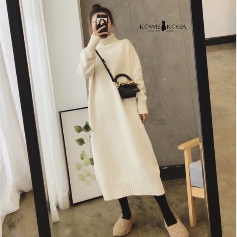 Kowie Korea Cloudy ( 261 ) เดรสยาวไหมพรมคอสูง