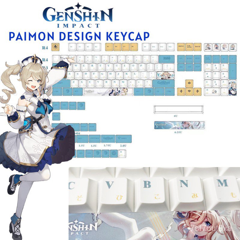 Genshin Impact Paimon Design Keycap 134Key Cherry profile Theme PBT ...