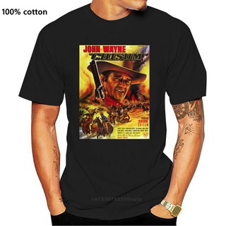 TSHIRTฝ้ายใหม่ เสื้อยืด พิมพ์ลายโปสเตอร์ John Wayne Chisum สีดํา M L X Xx Ecjmmh21Oknmge81s-5xl