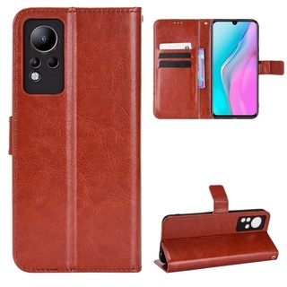 เคสโทรศัพท์หนัง PU ฝาพับ พร้อมช่องใส่บัตร และสายคล้อง หรูหรา สําหรับ Infinix Note 11 X663B