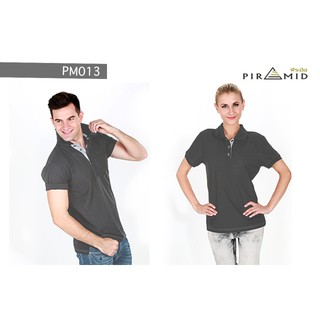 (PM013) เสื้อโปโลสีเทา ยี่ห้อพีระมิด PIRAMID