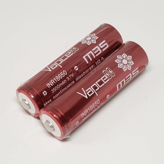 ของแท้100% Vapcell M35 INR18650 3500mAh 3.7V (รุ่นbutton top)2ก้อน แถมกระเป๋าใส่ถ่าน