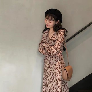 💖 Simlady long dress 💖 พร้อมส่ง เดรสวินเทจแขนยาวลายดอกไม้