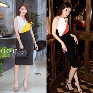 SS12167 Dress เดรสเว้าไหล่แขนสั้น 1 ข้าง