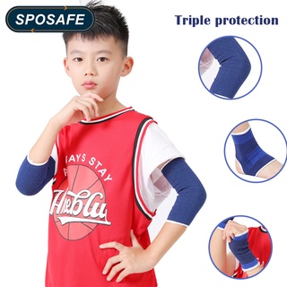 Sposafe สนับข้อศอก 1 คู่ สนับข้อมือ ป้องกันเข่า สําหรับเด็ก เด็ก สเก็ตบอร์ด วอลเลย์บอล น้ําแข็ง สเก็ต ฮอกกี้ เบสบอล บาสเก็ตบอล ฟุตบอล Softba