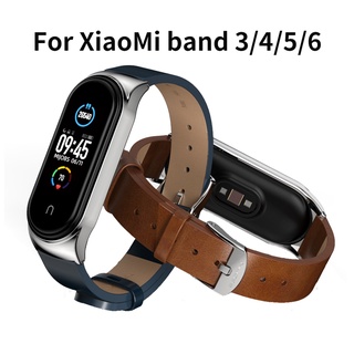 สายนาฬิกาข้อมือ สายหนังวัวแท้ แบบเปลี่ยน สําหรับ Xiaomi Mi Band 6 5 Mi Band 4 Mi Band 3 Xiaomi Mi 6 5