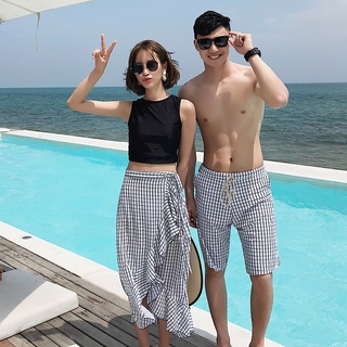 Xiuer Korean style swimsuit, couple swimsuit, 3-piece bikini, with sponge chest pad, beach skirt