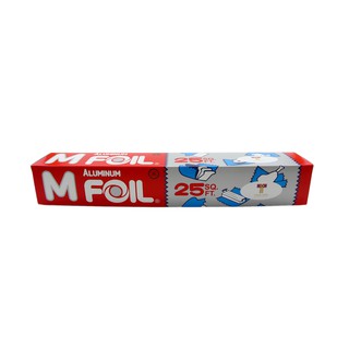 M Foil เอ็มฟอยล์ อลูมิเนียมฟอยล์ 12 นิ้ว x 25 ฟุต มีแท่นตัดในตัว ห่ออาหารได้  สามารถใช้งานได้หลายประเภท