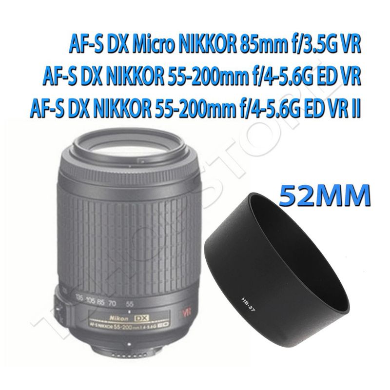 เลนส์ฮู้ดกล้อง Nikon 55-200 มม. Hb-37 85 มม. hb37 Hb 37 Nikon 55-200 มม. 85 มม.