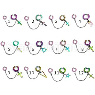 ต่างหูหนีบโซ่คู่ ไม่ต้องเจาะหู พร้อมส่ง | [2]NH.all | Double Clipon Huggie No Piercing needed - 1 Side