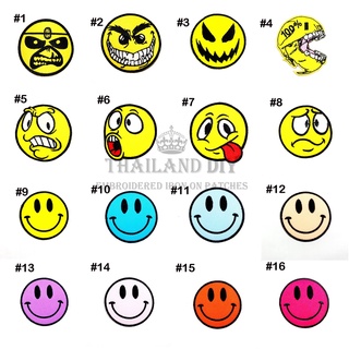 😃 ตัวรีดติดเสื้อ 😛 หน้ายิ้ม หน้าตลก Funny Smiley Face Patch งานปัก DIY ตัวรีด อาร์มติดเสื้อ กระเป๋า WOP แฟชั่น สวยๆ เก๋ๆ