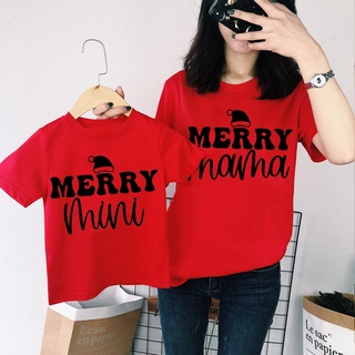 Merry Mama เสื้อยืดลําลอง แขนสั้น ลายคริสต์มาส สําหรับแม่ และเด็ก