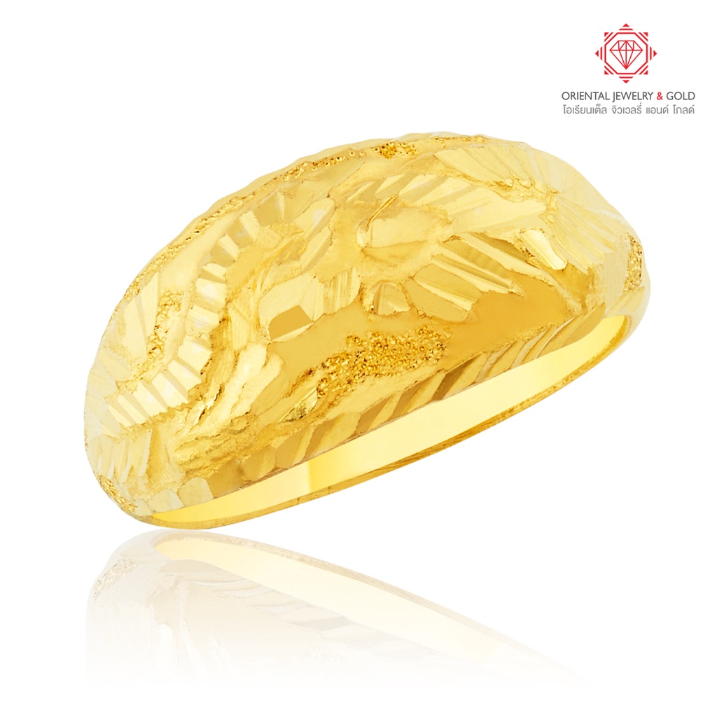 OJ GOLD แหวนทองแท้ นน. ครึ่งสลึง 96.5% 1.9 กรัม โปร่งกลมมังกร ขายได้ จำนำได้ มีใบรับประกัน แหวนทอง