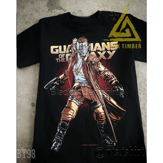 เสื้อยืดผ้าฝ้ายพรีเมี่ยม BT 98 Guardians of the Galaxy Groot Star Lord เสื้อยืด สีดำ BT Black Timber T-Shirt ผ้าคอตตอน ส
