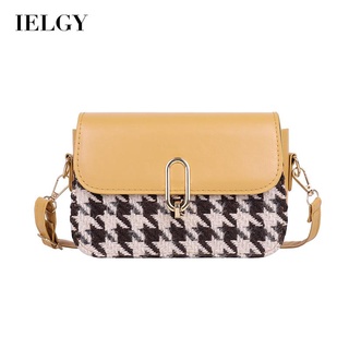 IELGY Korean style hit color retro houndstooth detachable fashion messenger bag