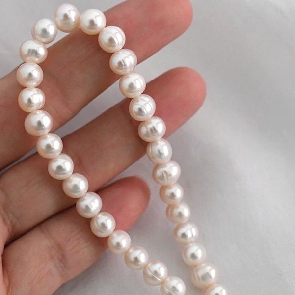 สร้อยคอไข่มุกแท้ ขนากมุก5-6mm ทรงเม็ดกึ่งกลม ยาว15-16นิ้ว เงางาม AA ฟรีกล่องค่ะ - รูปที่ 5