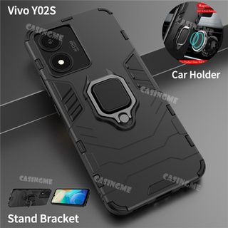 เคสมือถือ แบบแข็ง พร้อมแหวนแม่เหล็ก กันกระแทก สําหรับ Vivo Y02S Vivo Y30 5G Y75 Y55 5G Vivo Y02S Y 02S VivoY02S