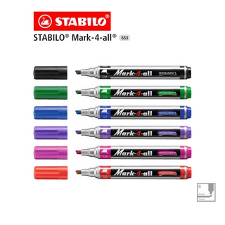 [Official Store] STABILO Mark 4 all 653  ปากกาเคมี ปากกามาร์กเกอร์ ปากกาอเนกประสงค์ กลิ่นไม่ฉุน หัวตัด ชุด 6 สี