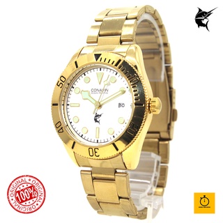 (สินค้าแท้ 100%) CONAVIN นาฬิกาแฟชั่นข้อมือผู้ชายระบบ Quartz สายสแตนเลสเรือนเหล็กพร้อมวันที่ (พร้อมจัดส่งทันที)