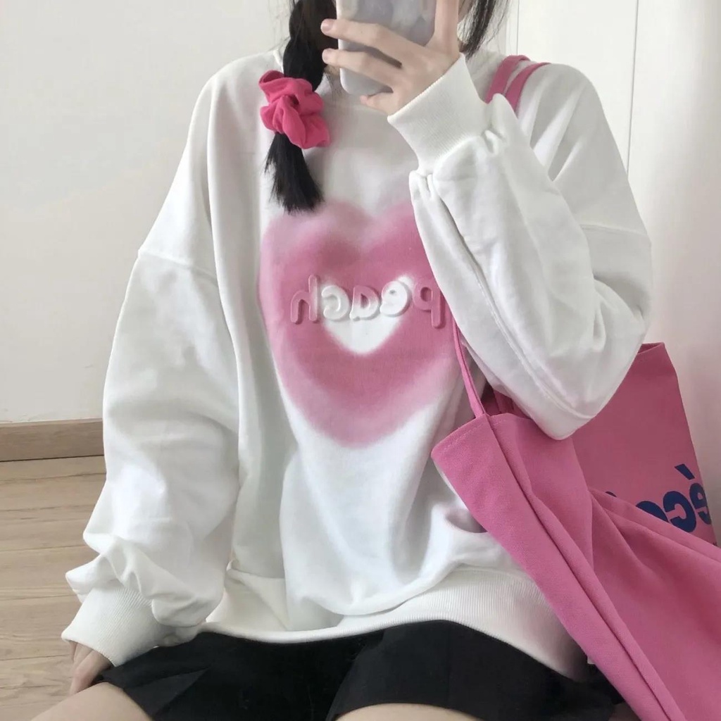เสื้อกันหนาว คอกลม ผ้าฝ้าย แบบบาง ทรงหลวม สไตล์เกาหลี สําหรับผู้หญิง