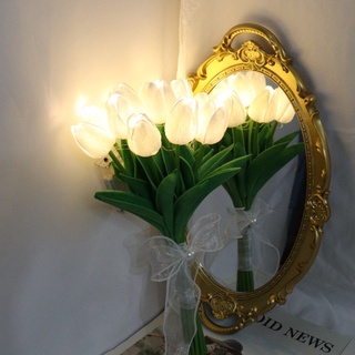 โคมไฟตั้งโต๊ะ ♣LED TULIP NIGHT LIGHT SIMULITY สูง -การตกแต่งดอกไม้ดอกสแตง♫