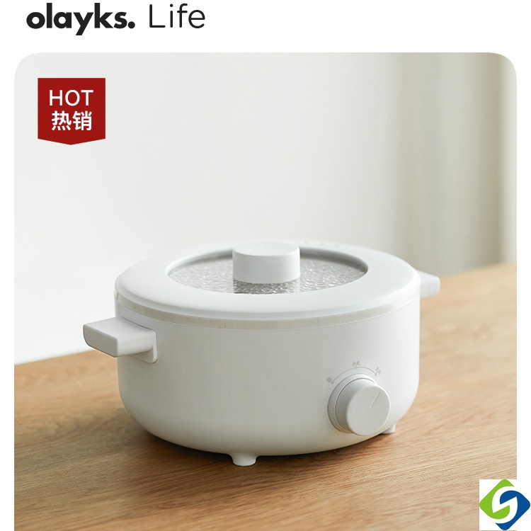 olayks 2L/3L electric boiling hot pot household small classic round multi-function ceramic pot safty double-layer heat p