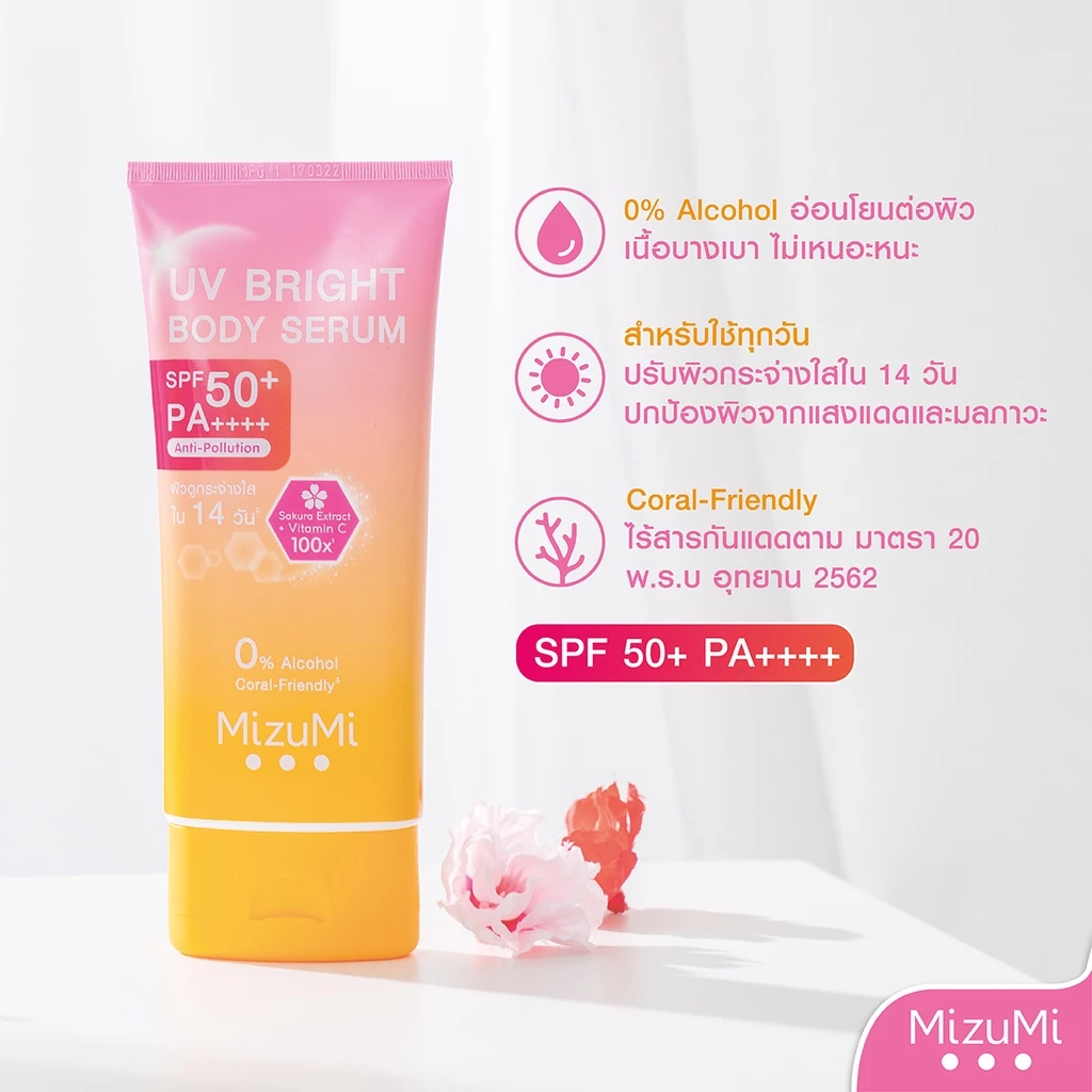 [ 1 หลอด] MizuMi UV Bright Body Serum ( 180 ml ) เซรั่มกันแดดทาผิวกาย เบาสบายผิว ซึมไว thumbnail 5