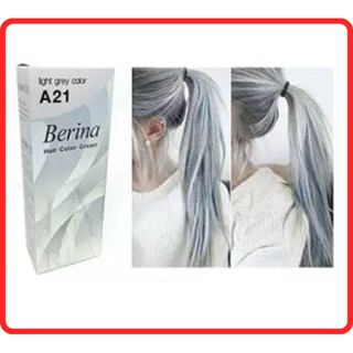 ครีมย้อมผมเปลี่ยนสีผม Hair Color Cream สีเทาอ่อน Berina A21 Light Grey ยาย้อมผม ปิดผมขาวไม่มีแอมโมเนีย