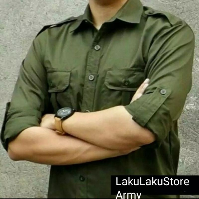KEMEJA PdL IJO ARMY WORK UNIFORM SHIRT เสื้อ UNIFORM สําหรับผู้ชาย