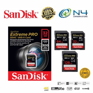 การ์ด SD SanDisk Extreme PRO SD 32GB 64GB 128GB 300MB s Class 10 U3 4K Ultra HD SDXC UHS-II